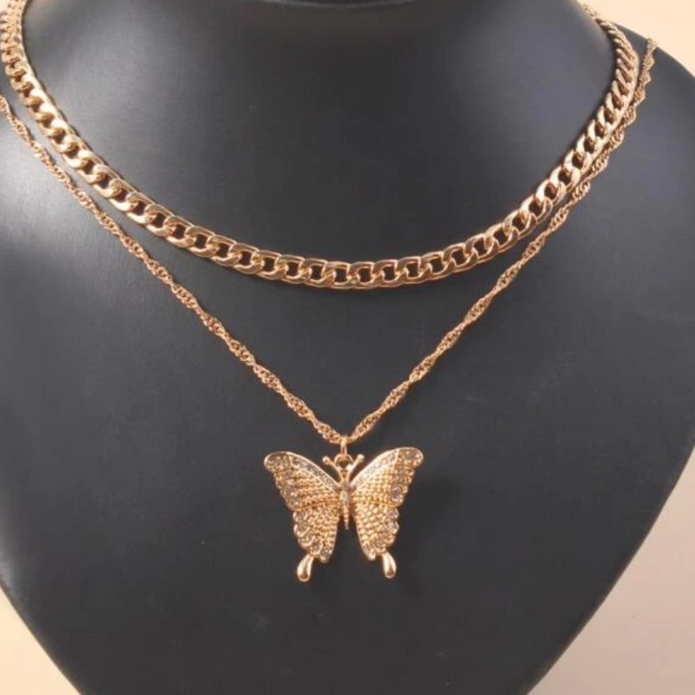 NEW 2 pc Butterfly Necklace